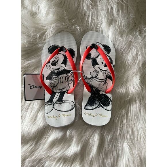 Disney Minnie & Mickey Mouse Flip Flops New - Picture 1 of 5